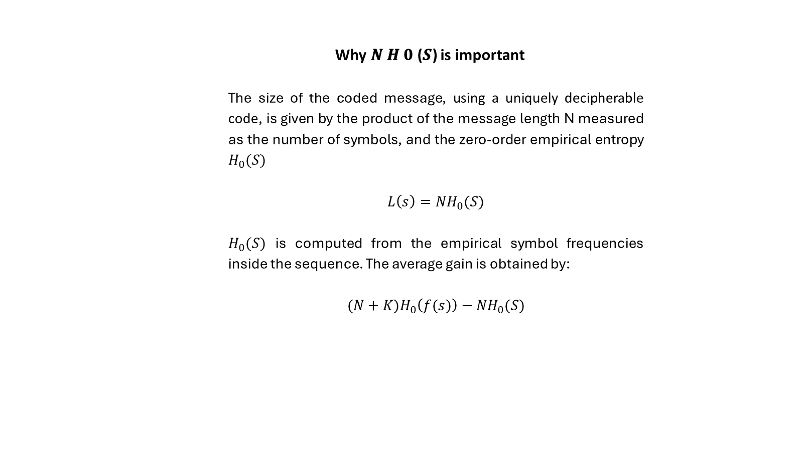 Why N H0(s) is important slide